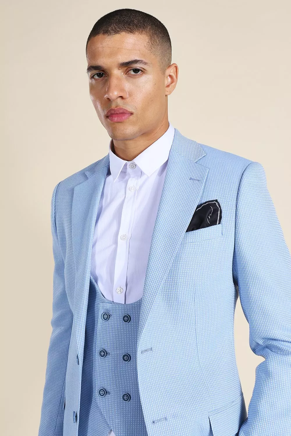 Single Breasted Textured Skinny Suit Jacket | boohooMAN USA